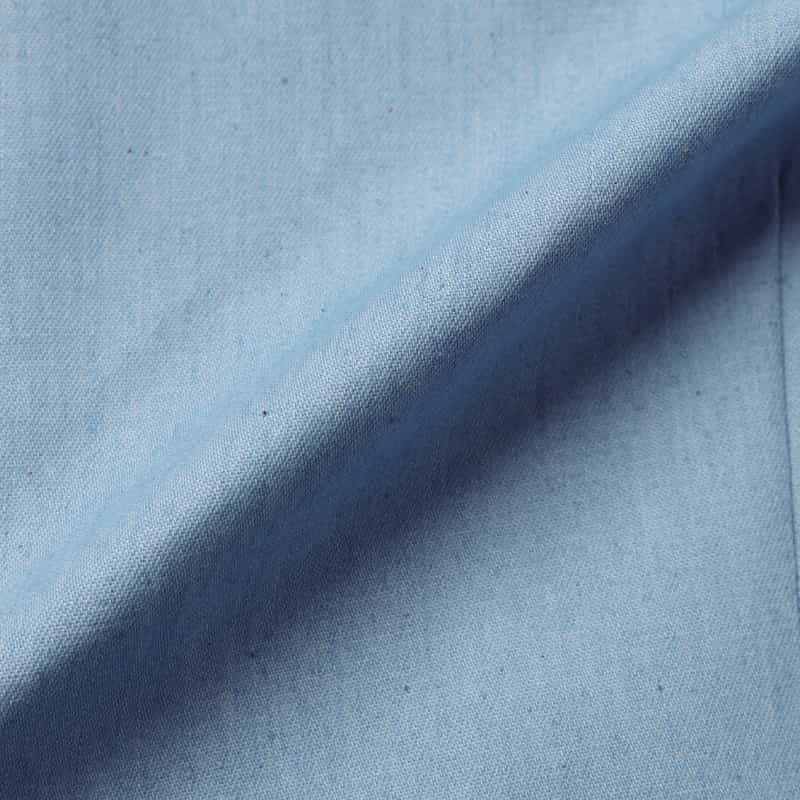 BARNEYS NEW YORK セットアップ ウォッシャブル デニム素材ラッフルデザインバンドカラーブラウス BLUE