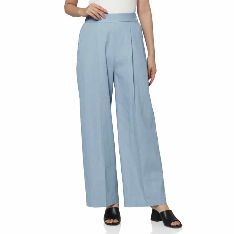 BARNEYS NEW YORK セットアップ ウォッシャブル デニム素材ワイドパンツ BLUE