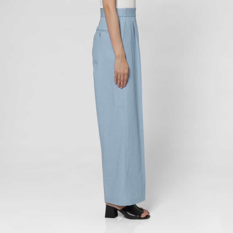 BARNEYS NEW YORK セットアップ ウォッシャブル デニム素材ワイドパンツ BLUE