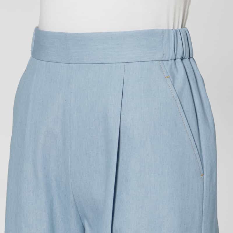 BARNEYS NEW YORK セットアップ ウォッシャブル デニム素材ワイドパンツ BLUE