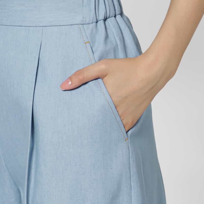 BARNEYS NEW YORK セットアップ ウォッシャブル デニム素材ワイドパンツ BLUE