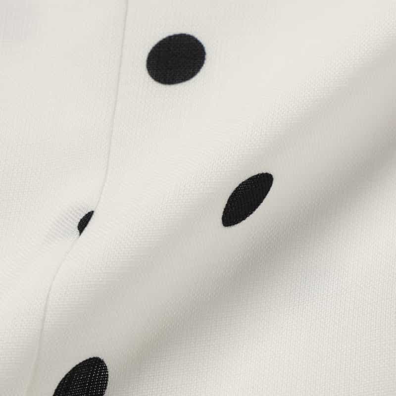 BARNEYS NEW YORK セットアップ ウォッシャブル リネンライク ドット柄ペプラムヘムブラウス WHITE