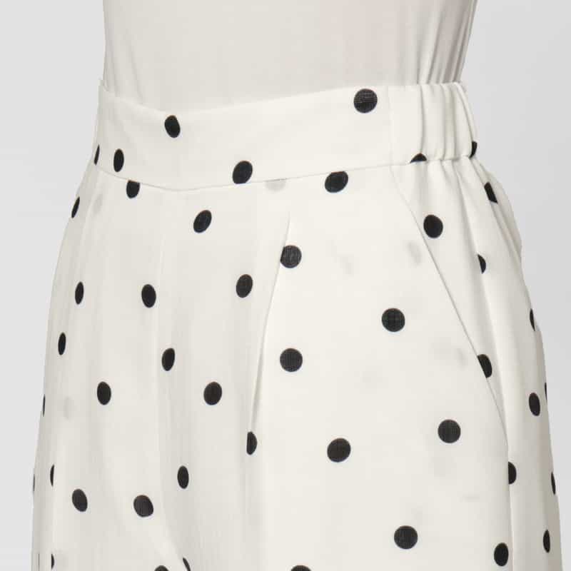 BARNEYS NEW YORK セットアップ ウォッシャブル リネンライク ドット柄ワイドパンツ WHITE