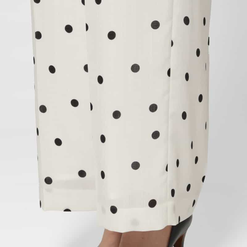 BARNEYS NEW YORK セットアップ ウォッシャブル リネンライク ドット柄ワイドパンツ WHITE