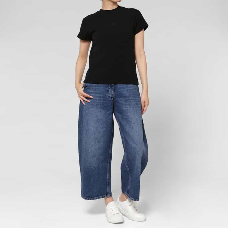MM6 MAISON MARGIELA MM6 MAISON MARGIELA ＜エムエム6 メゾン マルジェラ＞ ロゴプリント リブTシャツ BLACK