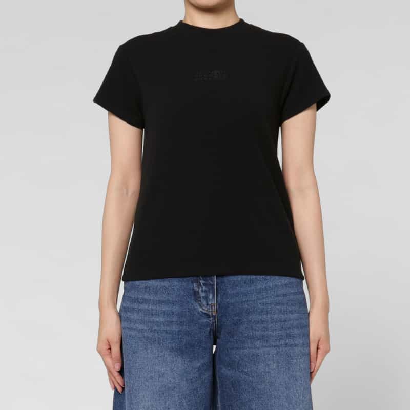 MM6 MAISON MARGIELA MM6 MAISON MARGIELA ＜エムエム6 メゾン マルジェラ＞ ロゴプリント リブTシャツ BLACK