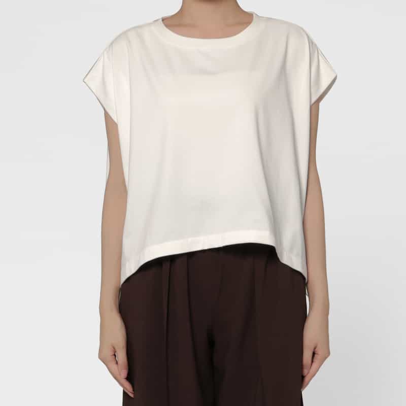 BARNEYS NEW YORK ドローストリング アシンメトリーカットソー WHITE