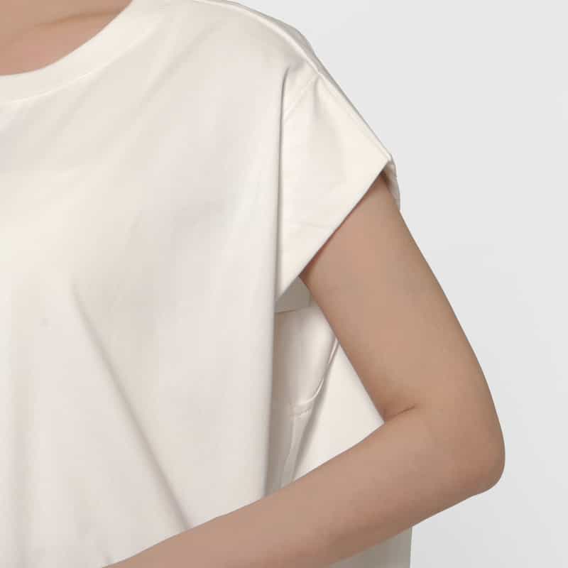 BARNEYS NEW YORK ドローストリング アシンメトリーカットソー WHITE