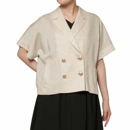 リネンライク ハーフスリーブ ダブルブレストジャケット