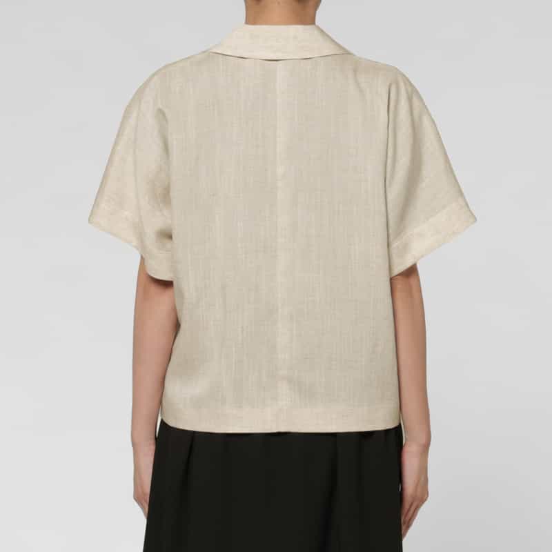 BARNEYS NEW YORK リネンライク ハーフスリーブ ダブルブレストジャケット BEIGE