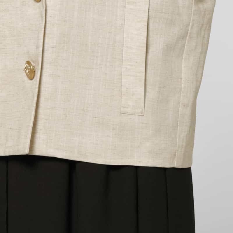 BARNEYS NEW YORK リネンライク ハーフスリーブ ダブルブレストジャケット BEIGE