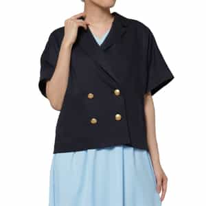 リネンライク ハーフスリーブ ダブルブレストジャケット