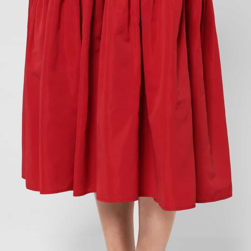 BARNEYS NEW YORK ウォッシャブル ウエストギャザー シャーリングドレス RED
