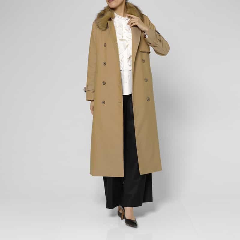 BARNEYS NEW YORK フェイクファー付け襟付きトレンチコート（ライナーキルト付き） BEIGE