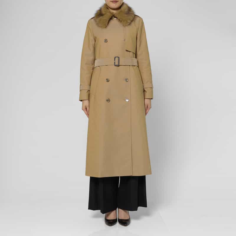BARNEYS NEW YORK フェイクファー付け襟付きトレンチコート（ライナーキルト付き） BEIGE