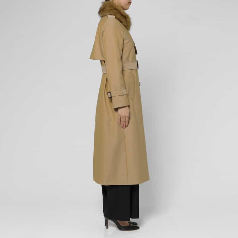 BARNEYS NEW YORK フェイクファー付け襟付きトレンチコート（ライナーキルト付き） BEIGE