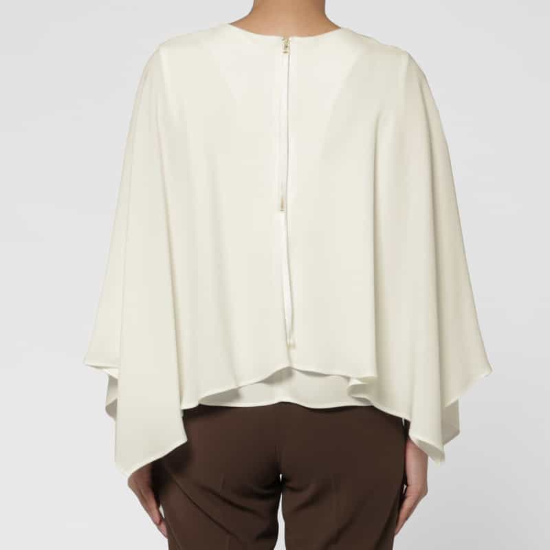 BARNEYS NEW YORK ウォッシャブル ケープデザインブラウス WHITE