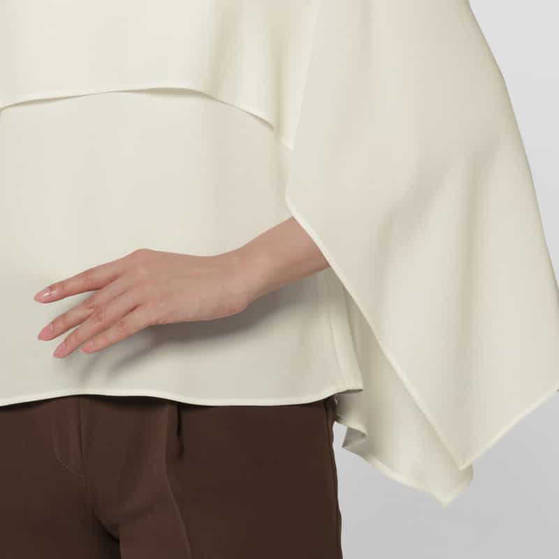 BARNEYS NEW YORK ウォッシャブル ケープデザインブラウス WHITE