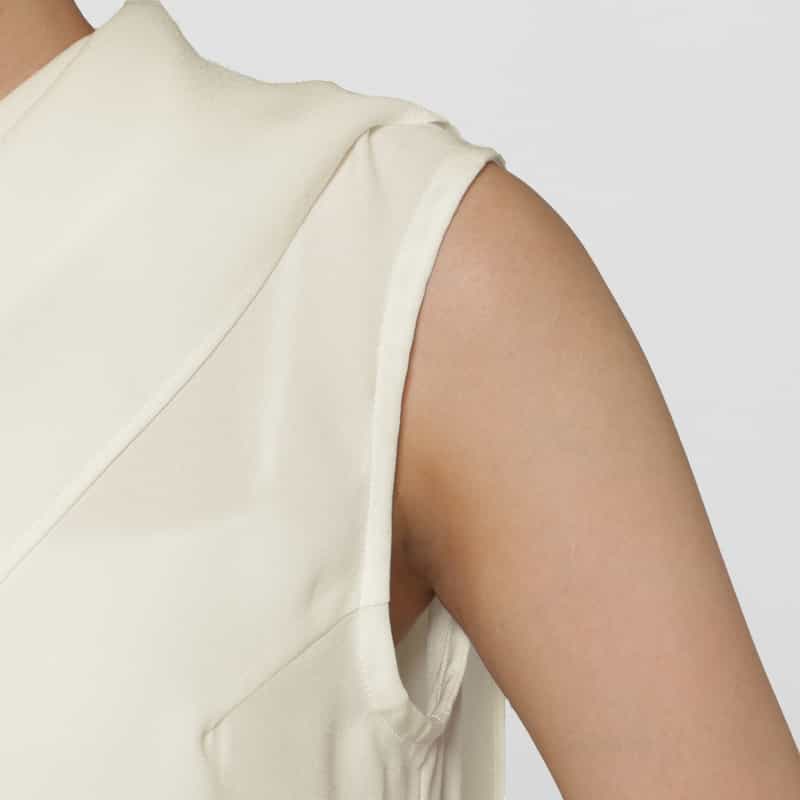 BARNEYS NEW YORK ウォッシャブル ケープデザインブラウス WHITE