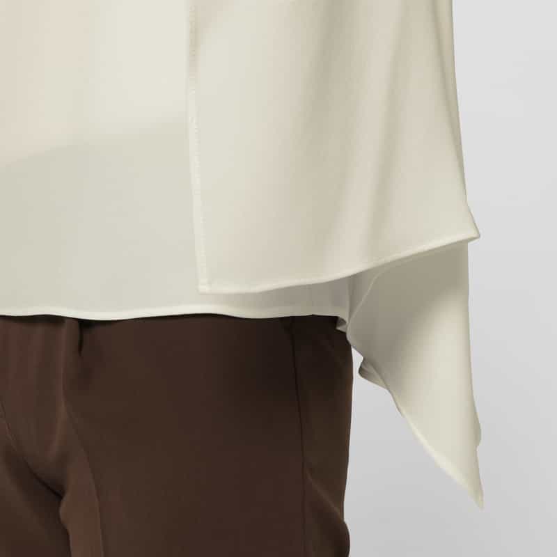 BARNEYS NEW YORK ウォッシャブル ケープデザインブラウス WHITE
