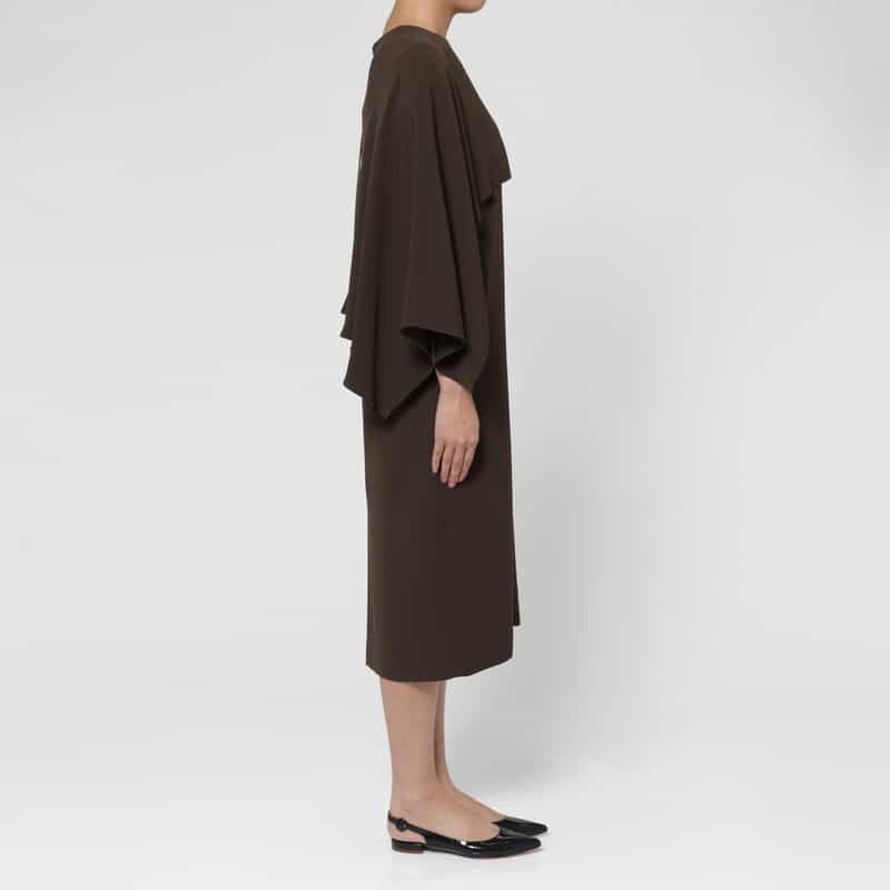BARNEYS NEW YORK ウォッシャブル ケープデザインドレス BROWN