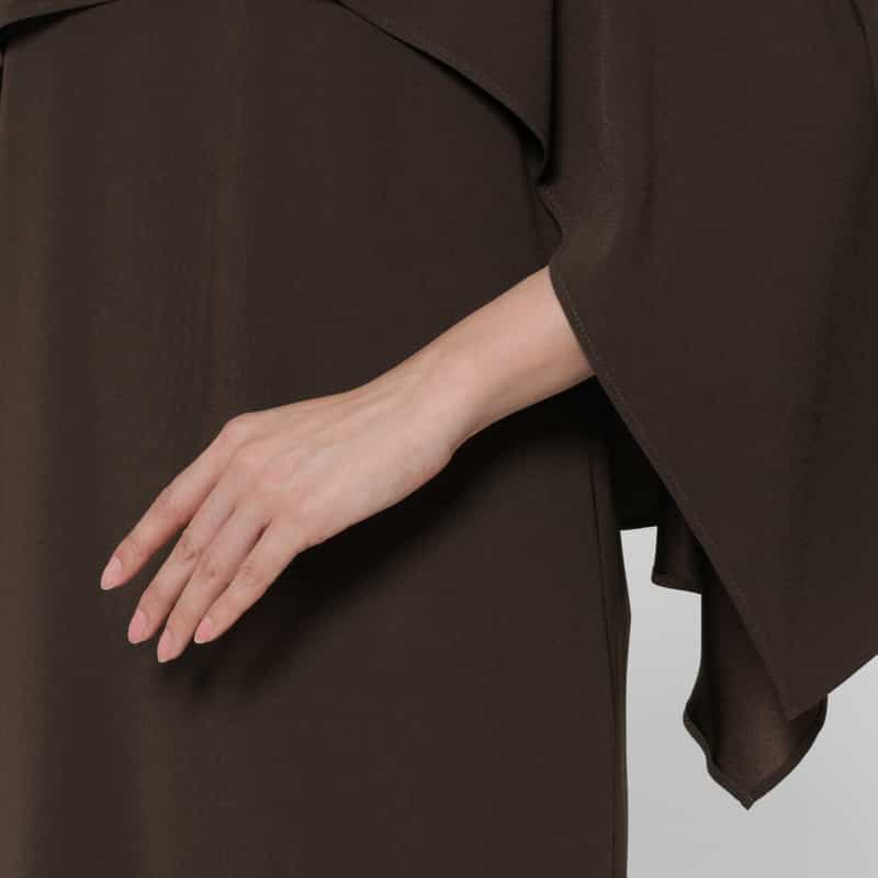 BARNEYS NEW YORK ウォッシャブル ケープデザインドレス BROWN