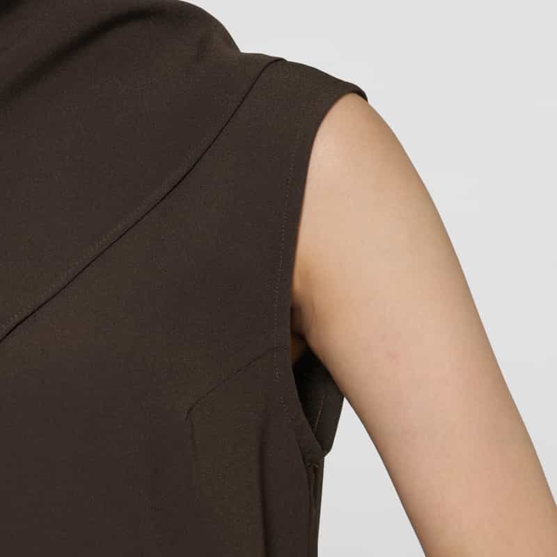 BARNEYS NEW YORK ウォッシャブル ケープデザインドレス BROWN