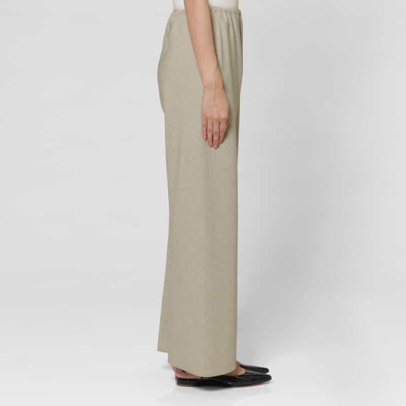 BARNEYS NEW YORK ウォッシャブル リネンライク イージーワイドパンツ BEIGE