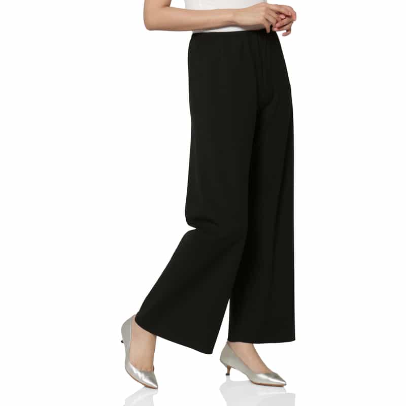 BARNEYS NEW YORK ウォッシャブル リネンライク イージーワイドパンツ BLACK