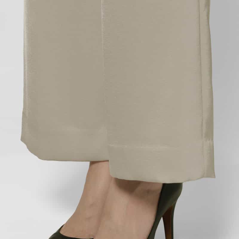 BARNEYS NEW YORK ウォッシャブル 接触冷感シャイニー素材 ワイドパンツ GRAY BEIGE