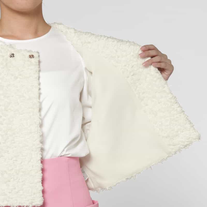 BARNEYS NEW YORK ウォッシャブル プードルライクファー ショートジレ IVORY
