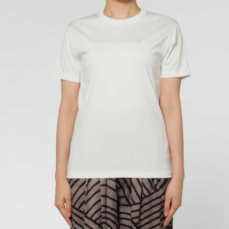 BARNEYS NEW YORK ギザコットン グリッターロゴカットソー WHITE