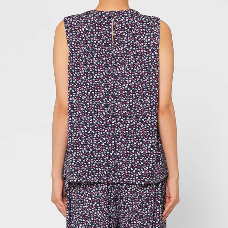 BARNEYS NEW YORK セットアップ ウォッシャブル フラワープリント ジャージーカットソー NAVY