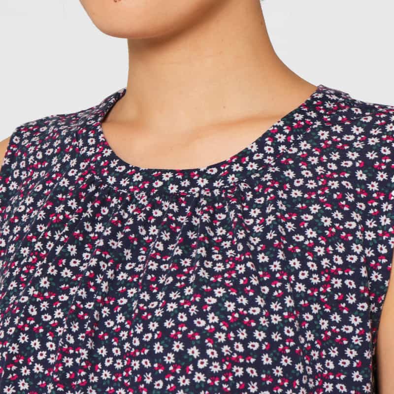 BARNEYS NEW YORK セットアップ ウォッシャブル フラワープリント ジャージーカットソー NAVY