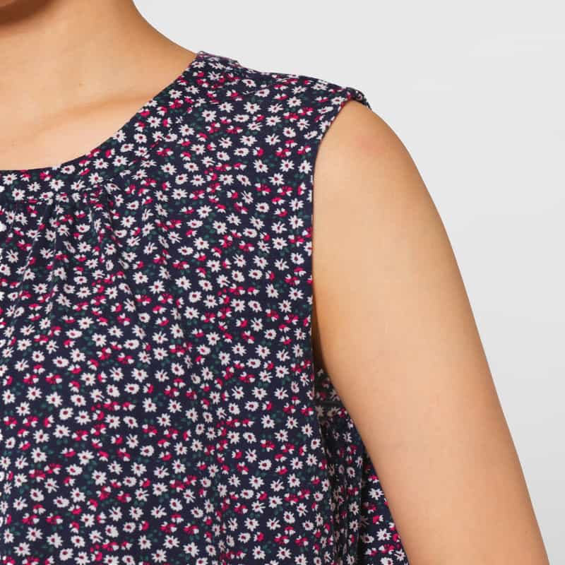 BARNEYS NEW YORK セットアップ ウォッシャブル フラワープリント ジャージーカットソー NAVY