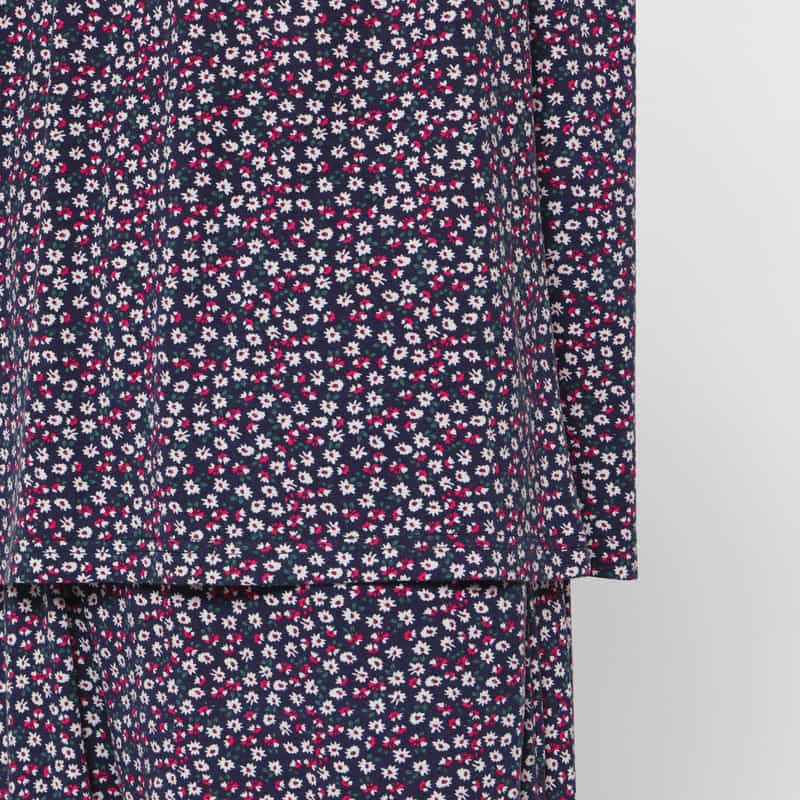 BARNEYS NEW YORK セットアップ ウォッシャブル フラワープリント ジャージーカットソー NAVY