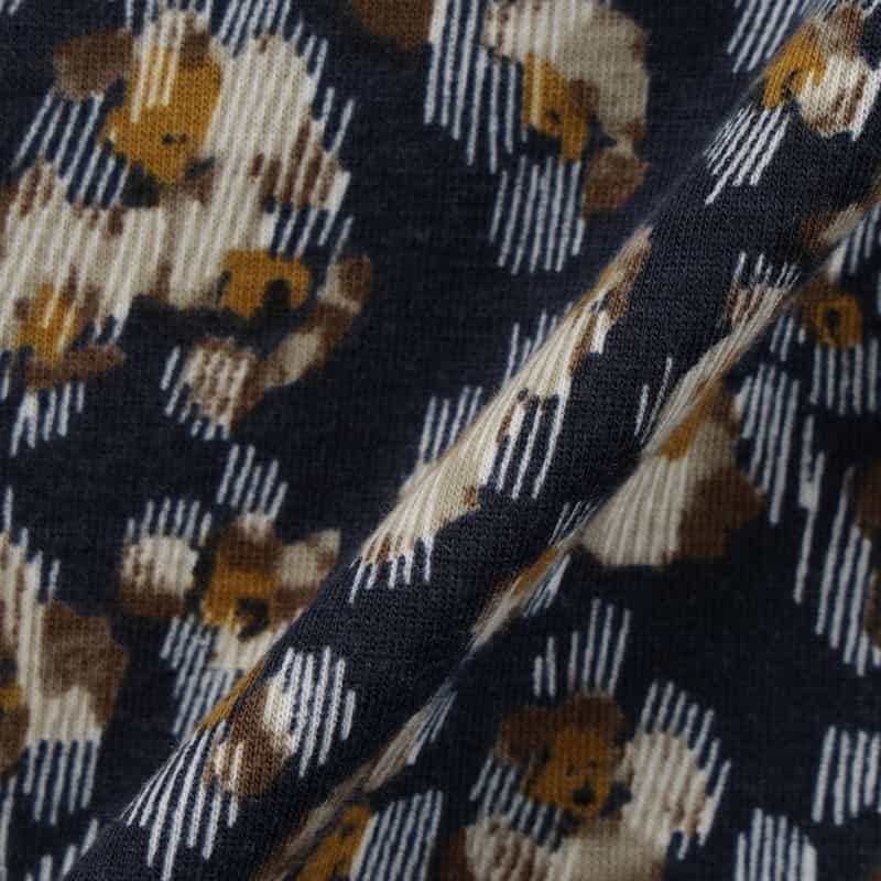 BARNEYS NEW YORK ウォッシャブル コットン素材プリントドレス NAVY