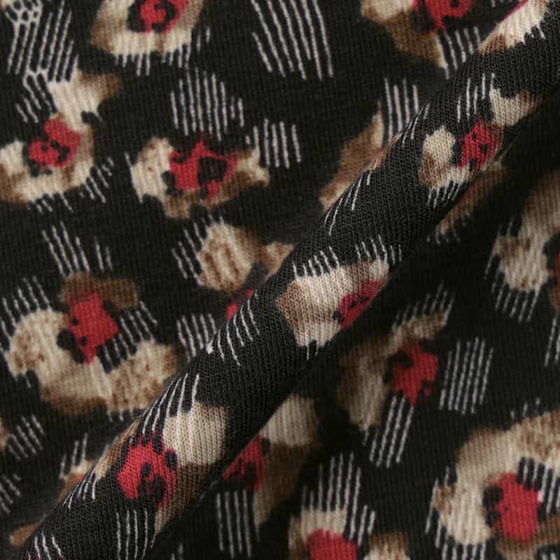 BARNEYS NEW YORK ウォッシャブル コットン素材プリントドレス BLACK