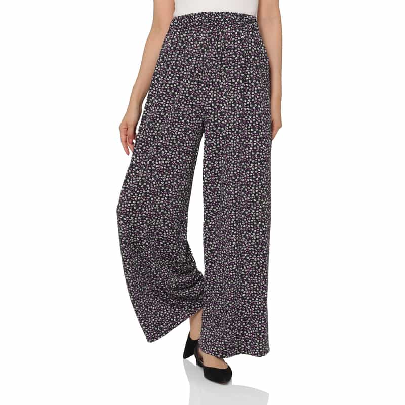 BARNEYS NEW YORK セットアップ ウォッシャブル フラワープリント ギャザーパンツ BLACK