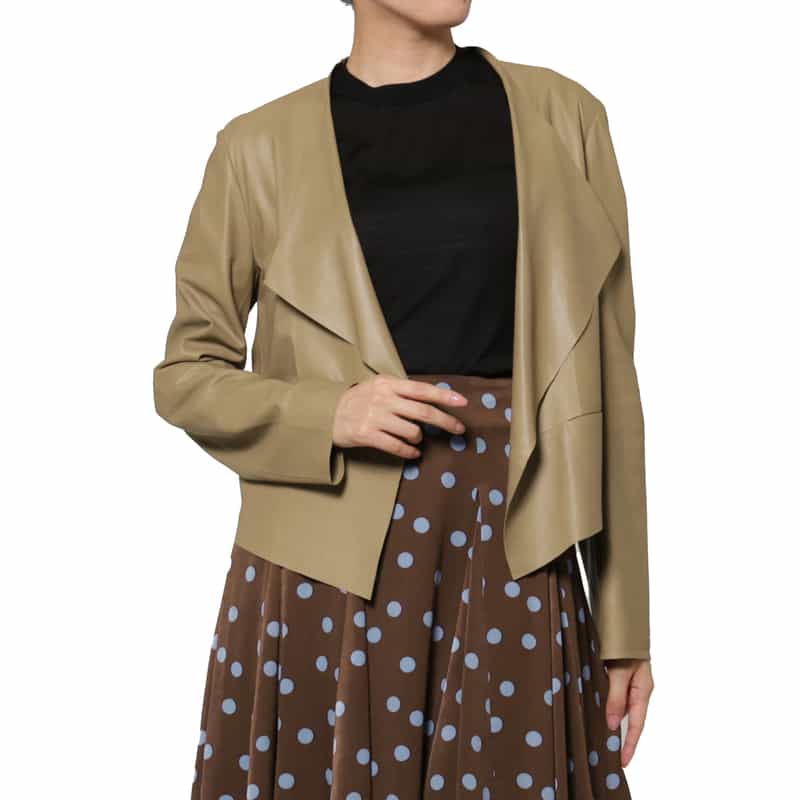 BARNEYS NEW YORK スクエアヘム ゴートレザージャケット BROWN