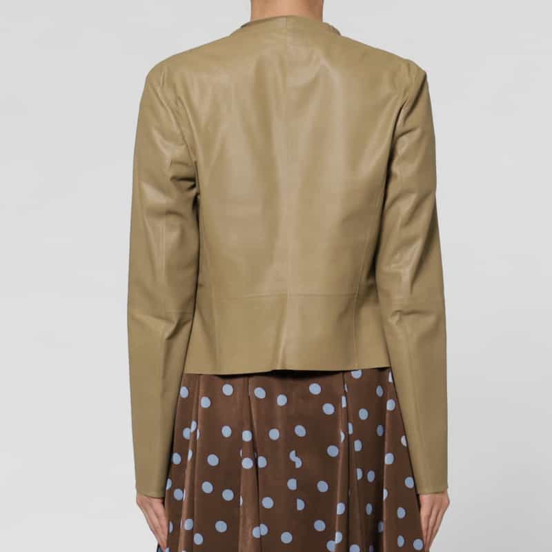 BARNEYS NEW YORK スクエアヘム ゴートレザージャケット BROWN