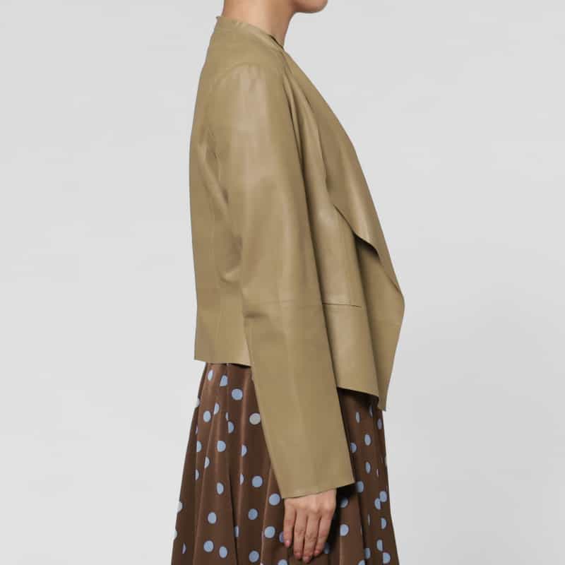 BARNEYS NEW YORK スクエアヘム ゴートレザージャケット BROWN