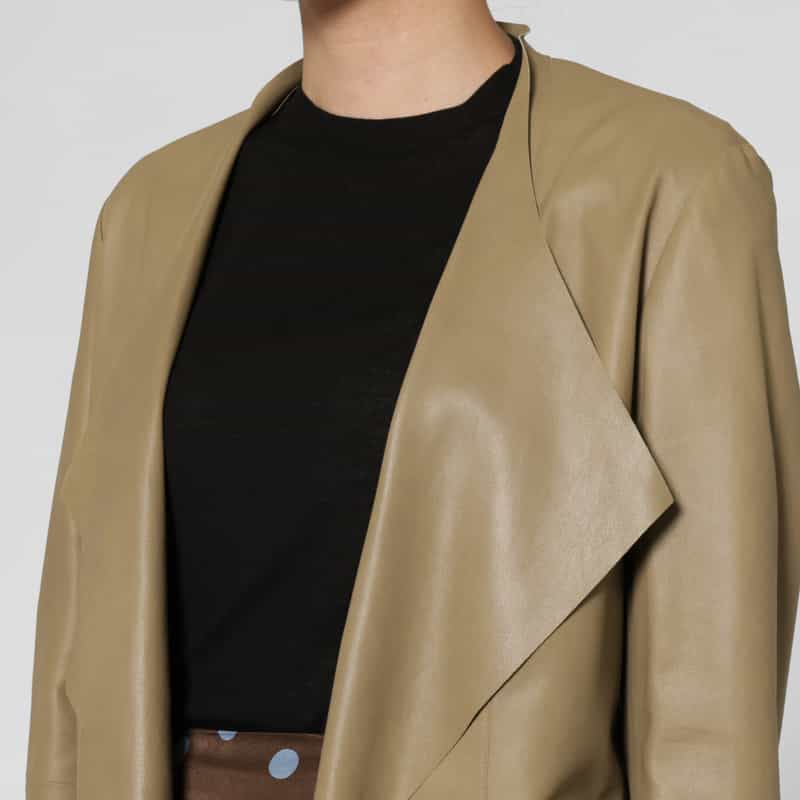BARNEYS NEW YORK スクエアヘム ゴートレザージャケット BROWN