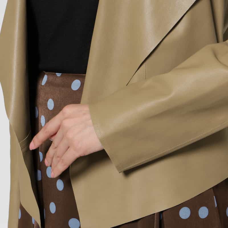 BARNEYS NEW YORK スクエアヘム ゴートレザージャケット BROWN