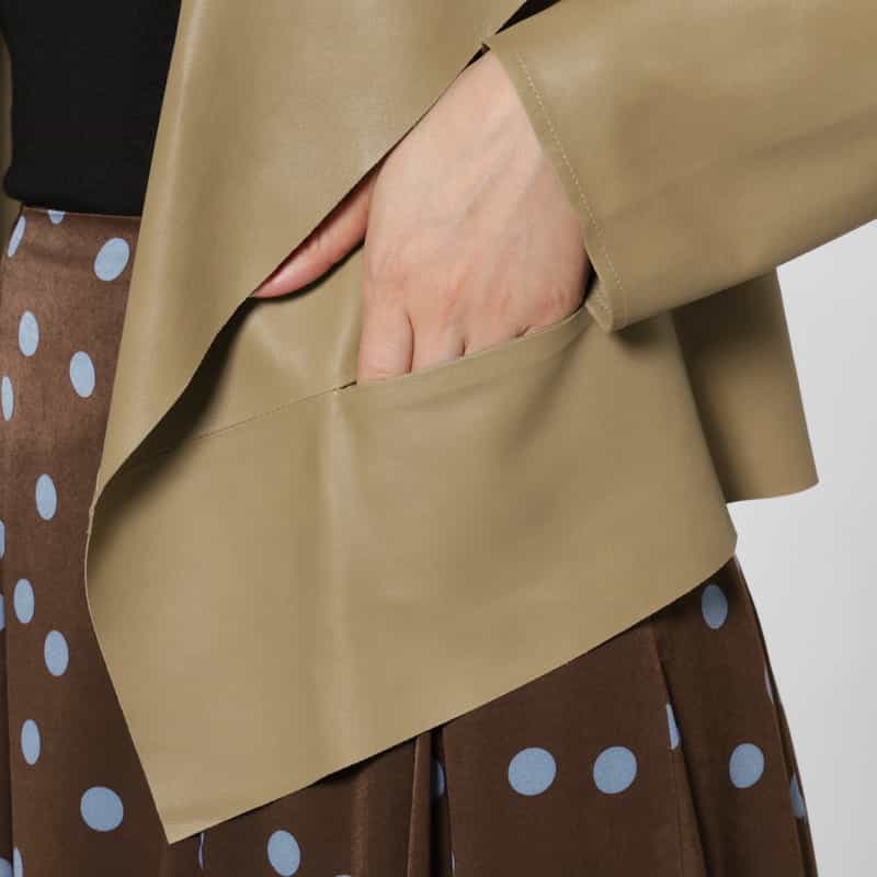 BARNEYS NEW YORK スクエアヘム ゴートレザージャケット BROWN