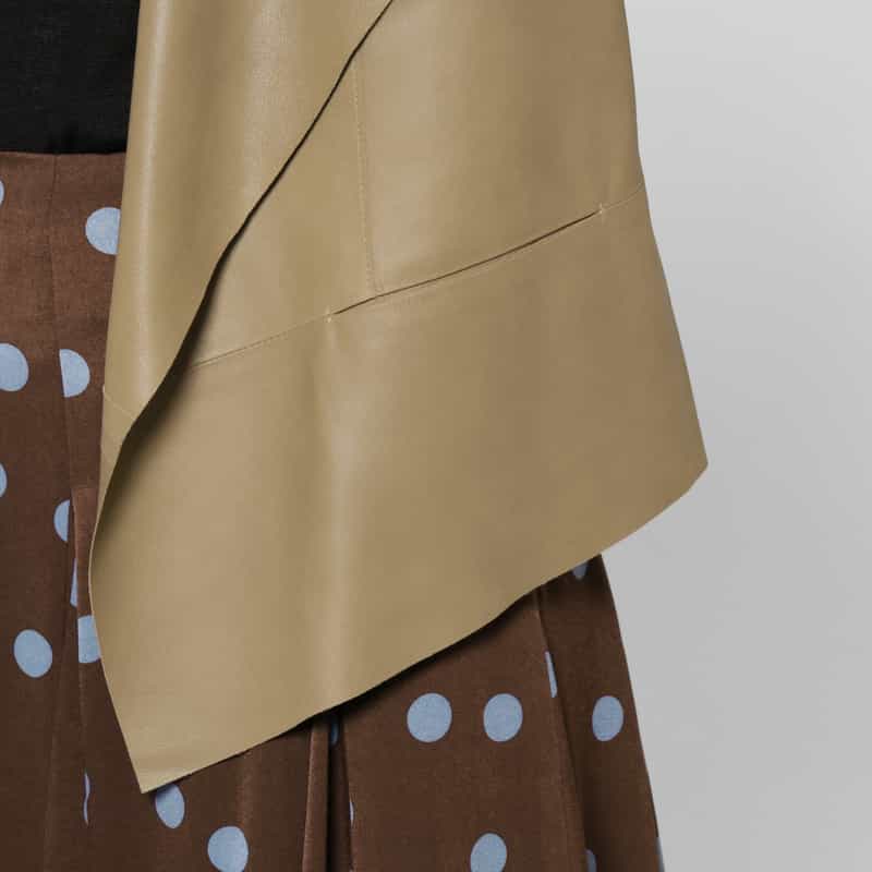 BARNEYS NEW YORK スクエアヘム ゴートレザージャケット BROWN