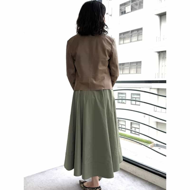 BARNEYS NEW YORK スクエアヘム ゴートレザージャケット BROWN