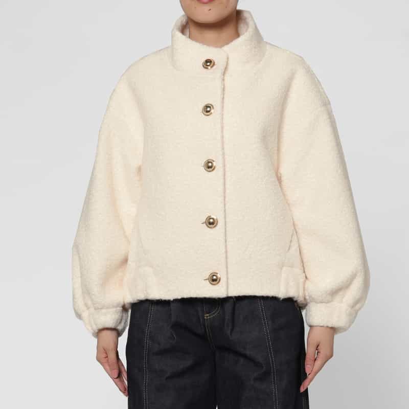 BARNEYS NEW YORK ループニットブルゾン WHITE