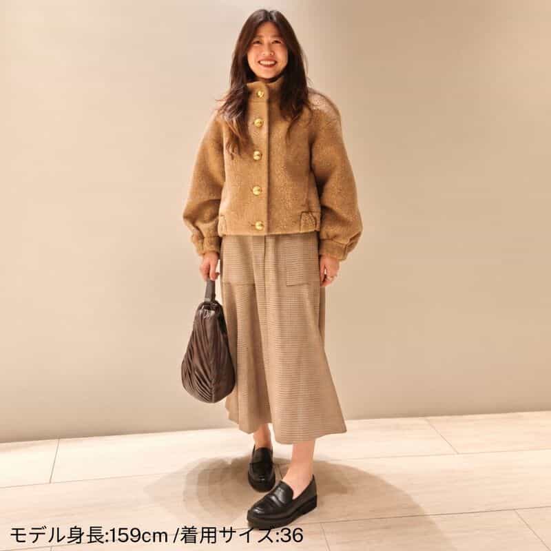 BARNEYS NEW YORK ループニットブルゾン CAMEL