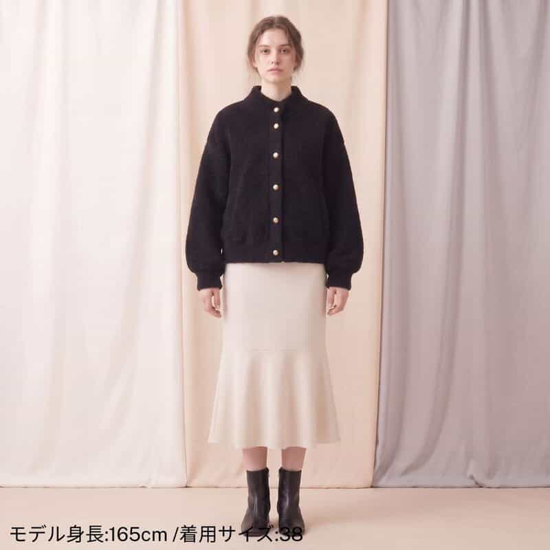 BARNEYS NEW YORK ループニットブルゾン BLACK